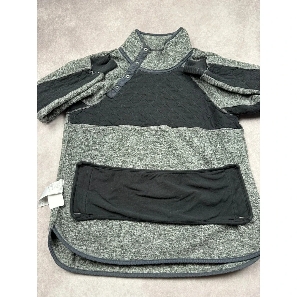 Abercrombie Fitch Quilted‎ Fleece Snap Neck Pullover Sweatshirt Gray Unisex L